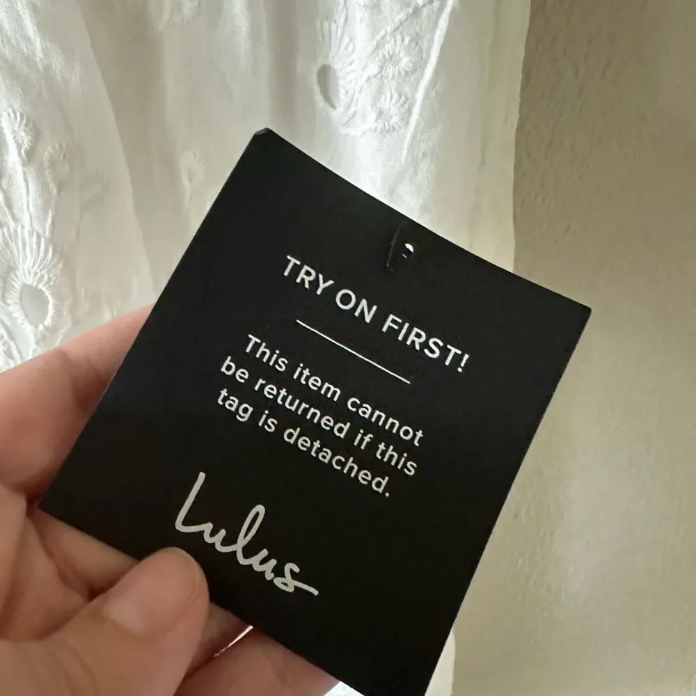 NWT Lulus Flirtatious in Florence White Ruffled Eyelet Cotton Mini Dress XL - Picture 5 of 9